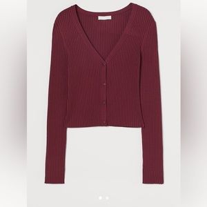 H&M red rib-knit cardigan